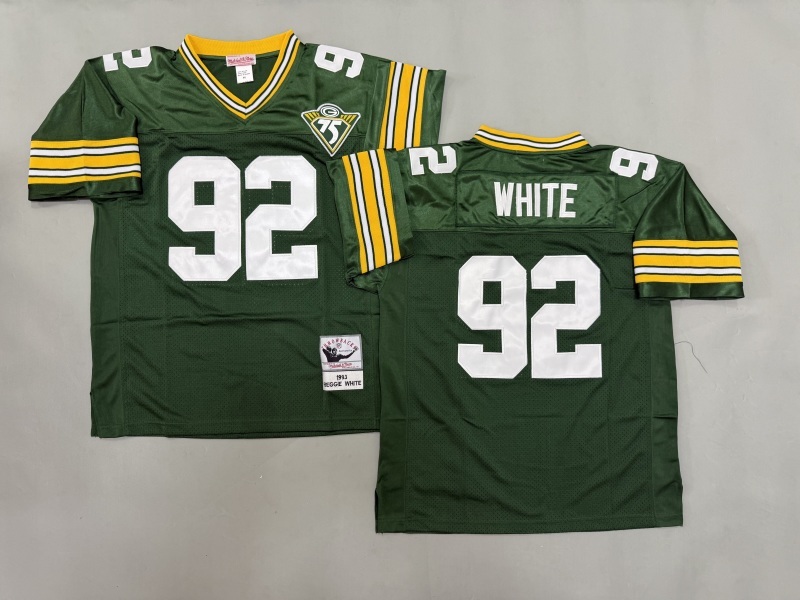 Men 2025 Green Bay Packers #92 White green Throwback Limited NFL Jersey style 001